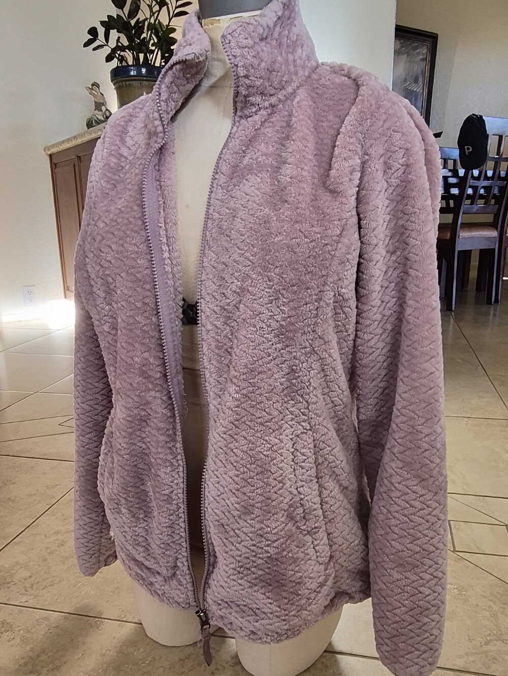 Free 2 B plush Zip Up Mock Neck Sweater Jacket Sz Medium